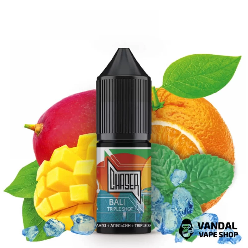 ЖИДКОСТЬ Chaser Salt - Bali Triple Shot 10 мл 60 мг НА СОЛЕВОМ НИКОТИНЕ СО ВКУСОМ Манго, апельсина и маракуи