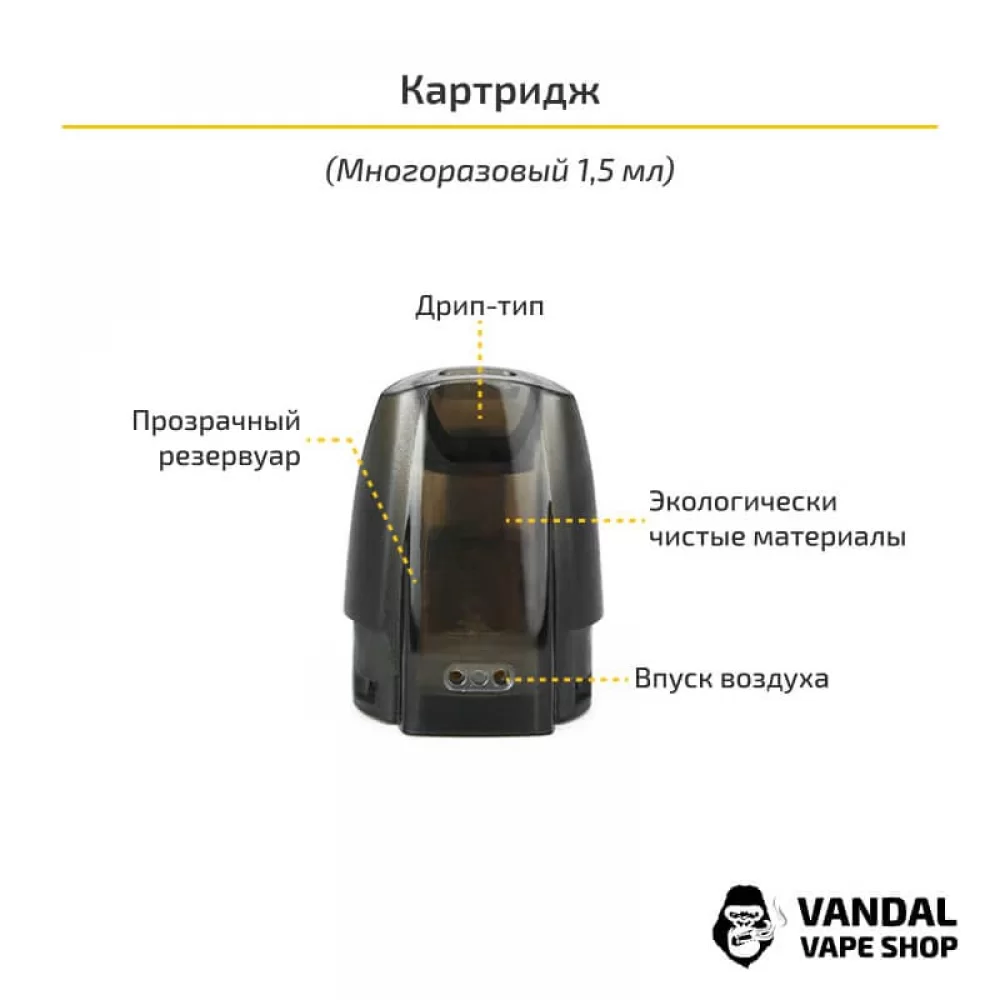 Justfog Minifit Starter Kit (Original) - M Black Pattern в чорному кольорі з малюнком