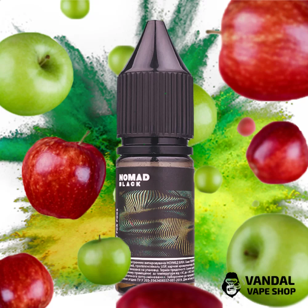 ЖИДКОСТЬ Nomad Black Salt - 10 мл, 50 мг НА СОЛЕВОМ НИКОТИНЕ со вкусом яблока