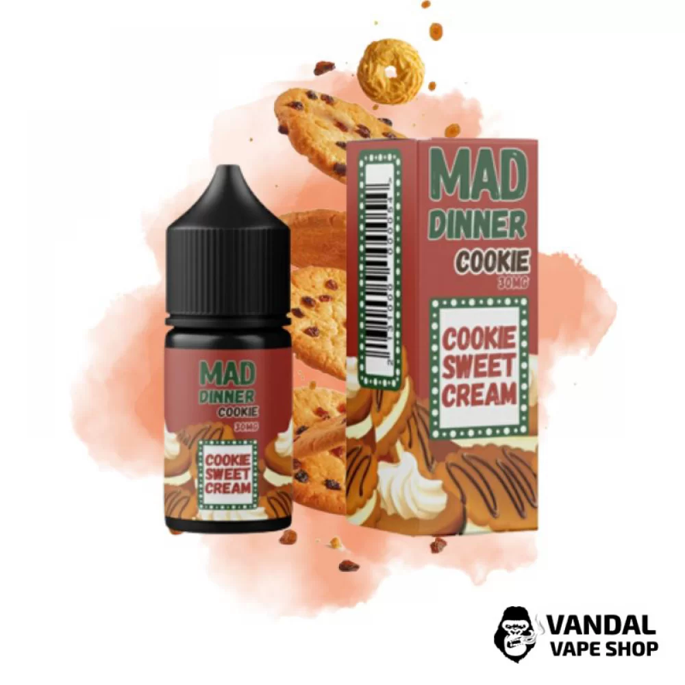 Mad Dinner 30 мл НА СОЛЬОВОМУ НІКОТИНІ 50 мг зі смаком печива Mad Dinner 30 мл НА СОЛЬОВОМУ НІКОТИНІ 50 мг зі смаком печива