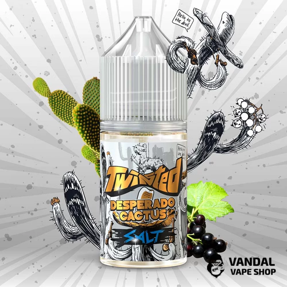 Рідина Twisted Salt - 30 мл НА СОЛьовому нікотині 50 мг зі смаком чорної смородини і кактусового соку Рідина Twisted Salt - 30 мл НА СОЛьовому нікотині 50 мг зі смаком чорної смородини і кактусового соку