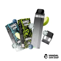 Набор M 2.0: Xros 3 mini Icy Silver + Картридж XROS Mini 1.0 Ом + HARD VANDAL 2.0 10 мл Ice Apple 50 мг + Ice Berries 10 мл 50 мг + Стикерпак