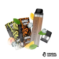 Набор M 2.0: Xros 3 mini Phanton Gold + Картридж XROS Mini 1.0 Ом + HARD VANDAL 2.0 10 мл Fruit Mint 50 мг + Ice Orange 10 мл 50 мг + Стикерпак
