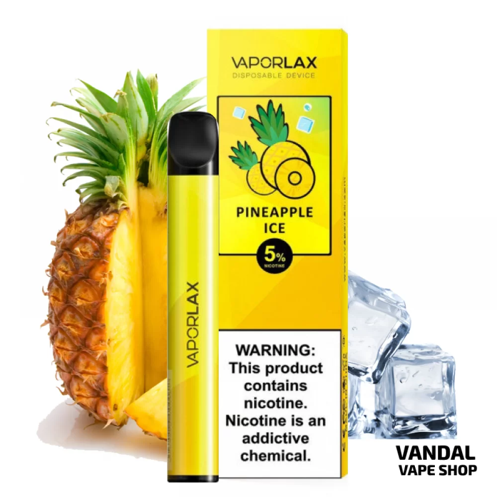 Одноразовая POD-система Vaporlax на 800 затяжек со вкусом ананаса с холодком Одноразовая POD-система Vaporlax на 800 затяжек со вкусом ананаса с холодком