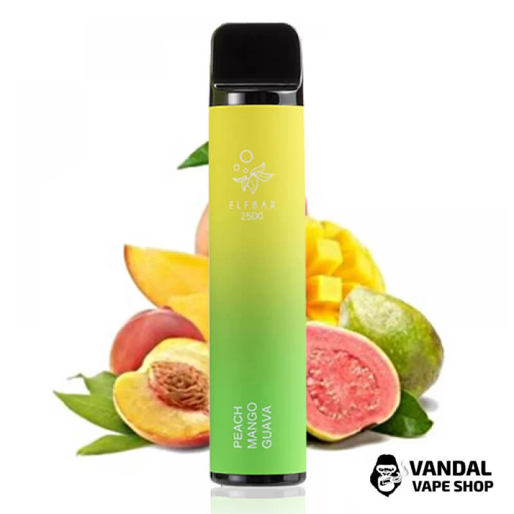 Одноразовый Pod Elf Bar 1400mAh 5% на 2500 затяжек со вкусом персика, манго и гуавы Одноразовый Pod Elf Bar 1400mAh 5% на 2500 затяжек со вкусом персика, манго и гуавы