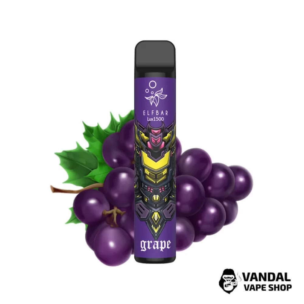 Одноразовый Pod Elf Bar Lux 1500 Disposable Device Grape 850mAh 50 мг на 1500 затяжек со вкусом винограда