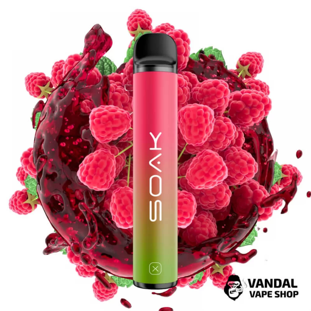 Одноразовая Pod система Soak X 50 мг 850 мАч на 1500 затяжек со вкусом малиновой газировки