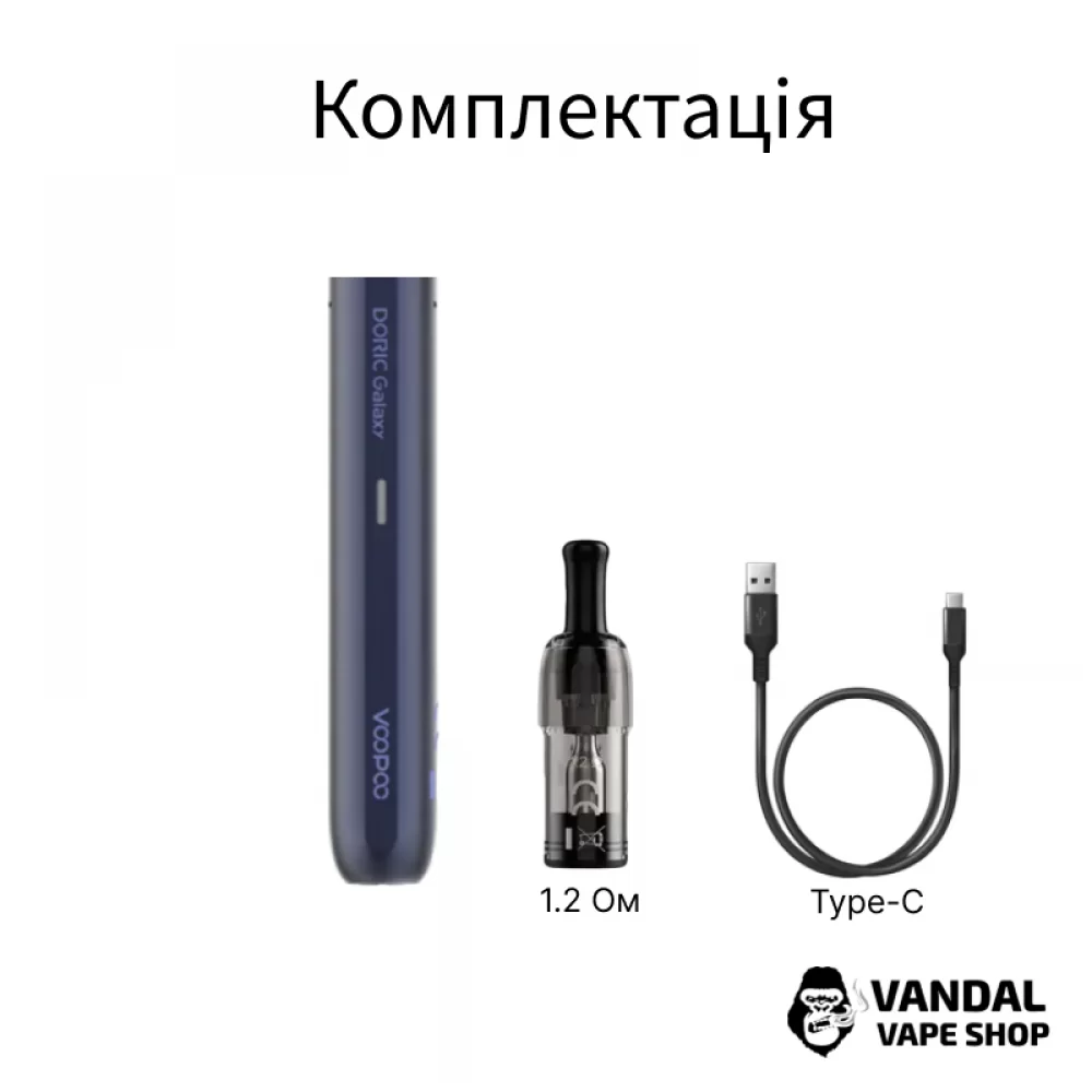 Подсистема VooPoo Doric Galaxy Pen у чорному кольорі