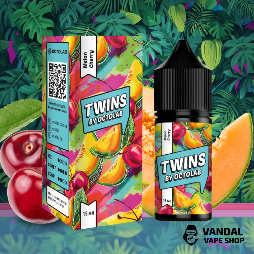 Набор для самозамеса Twins Salt 30 мл 50 мг со вкусом дыни и вишни Набор для самозамеса Twins Salt 30 мл 50 мг со вкусом дыни и вишни