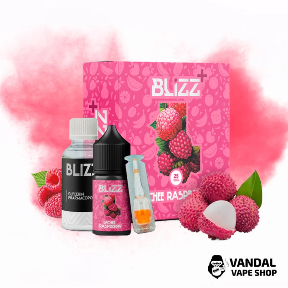 Набор для самозамеса Blizz Plus 30 мл 50 мг со вкусом личи и малины Набор для самозамеса Blizz Plus 30 мл 50 мг со вкусом личи и малины