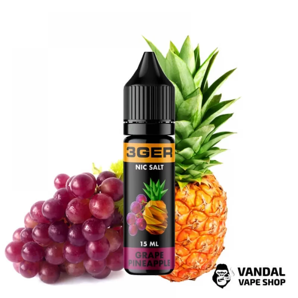 ЖИДКОСТЬ 3Ger Salt - Grape Pineapple 15 мл 35 мг НА СОЛЕВОМ НИКОТИНЕ со вкусом винограда с ананасом ЖИДКОСТЬ 3Ger Salt - Grape Pineapple 15 мл 35 мг НА СОЛЕВОМ НИКОТИНЕ со вкусом винограда с ананасом