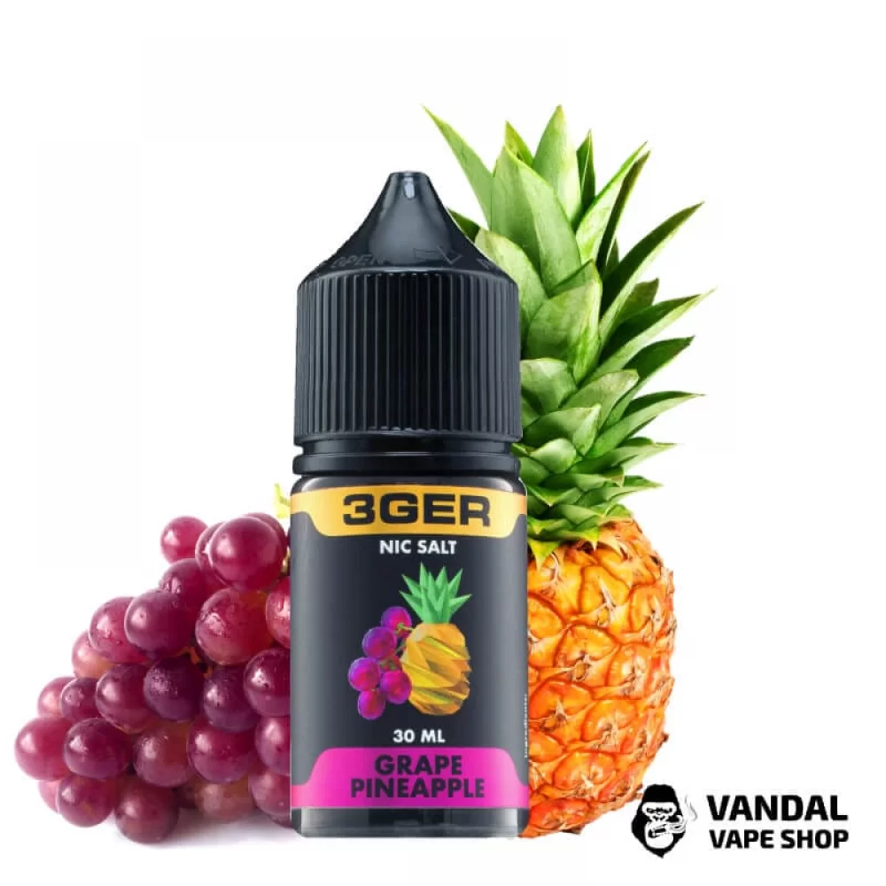 ЖИДКОСТЬ 3Ger Salt - Grape Pineapple 30 мл 25 мг НА СОЛЕВОМ НИКОТИНЕ со вкусом винограда с ананасом ЖИДКОСТЬ 3Ger Salt - Grape Pineapple 30 мл 25 мг НА СОЛЕВОМ НИКОТИНЕ со вкусом винограда с ананасом