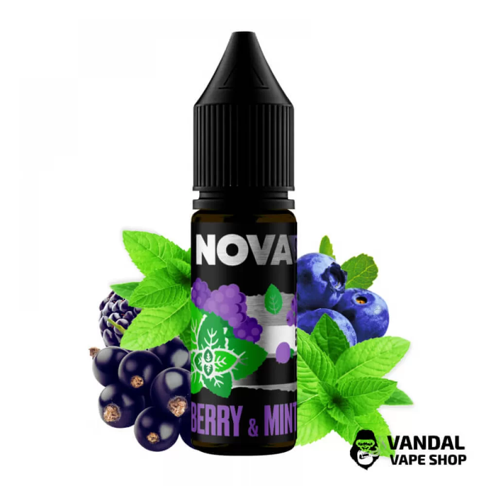 ЖИДКОСТЬ Nova Salt 15 мл НА СОЛЕВОМ НИКОТИНЕ 65 мг со вкусом ягод и мяты ЖИДКОСТЬ Nova Salt 15 мл НА СОЛЕВОМ НИКОТИНЕ 65 мг со вкусом ягод и мяты