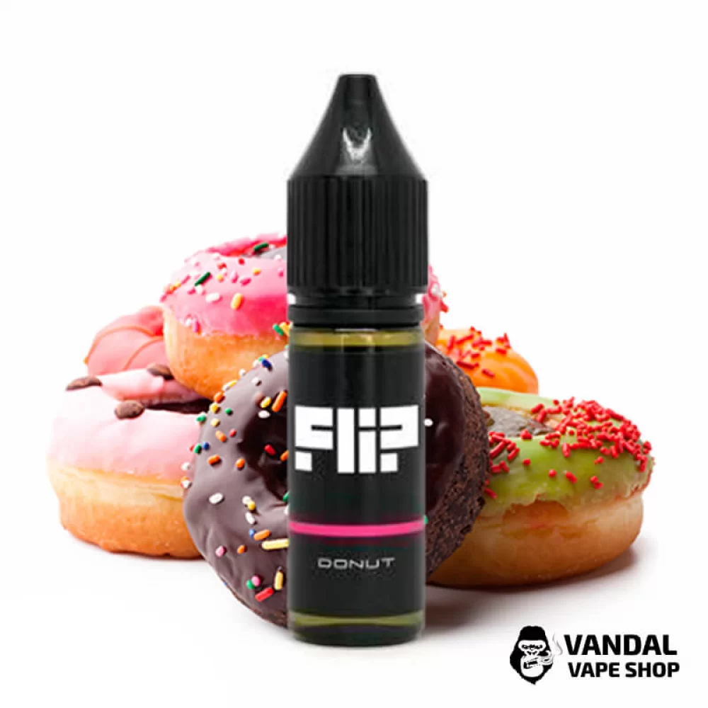 ЖИДКОСТЬ FLIP Salt 15 мл НА СОЛЕВОМ НИКОТИНЕ 50 мг со вкусом пончиков ЖИДКОСТЬ FLIP Salt 15 мл НА СОЛЕВОМ НИКОТИНЕ 50 мг со вкусом пончиков
