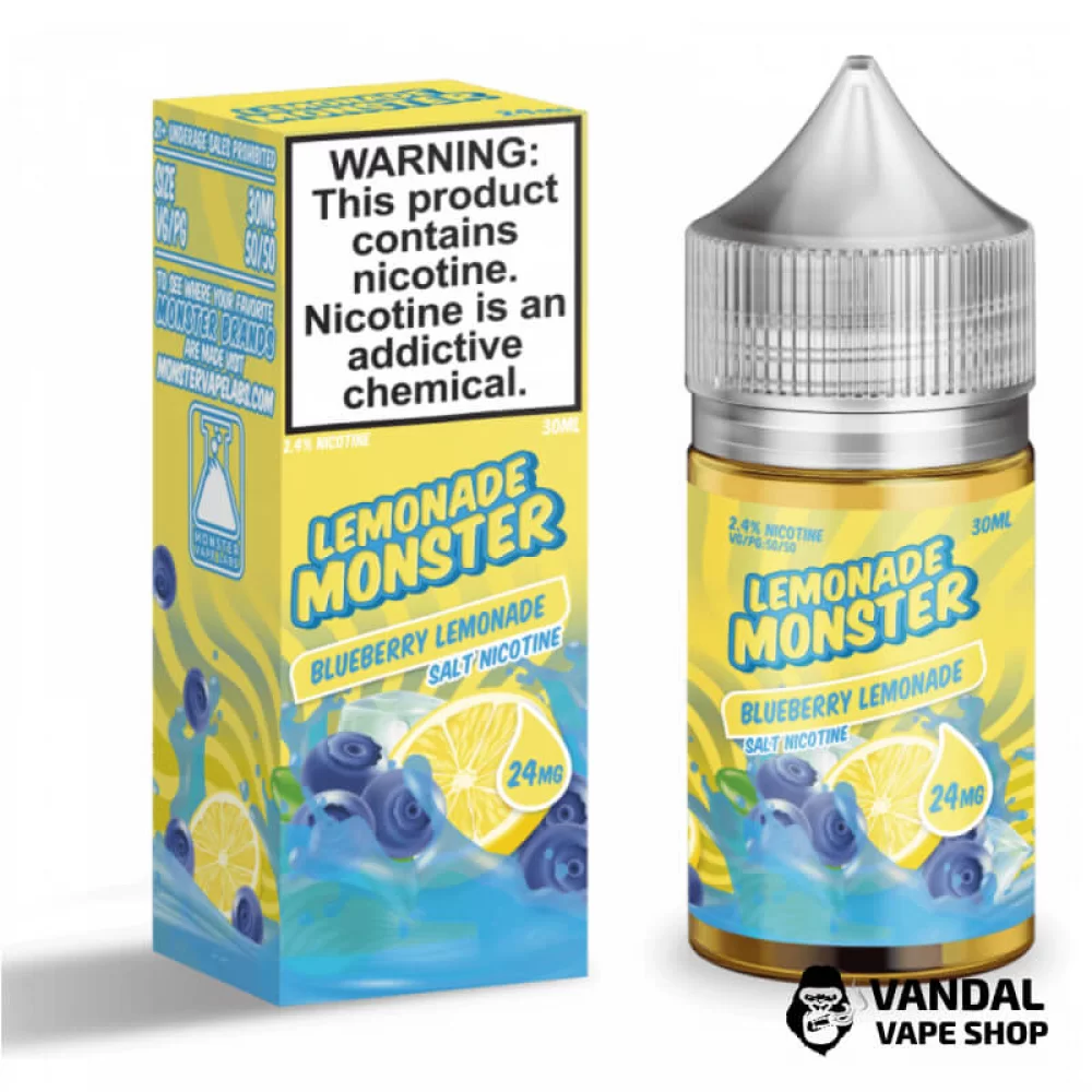 Премиальная солевая жидкость Lemonade Monster Salt 30 мл 48 мг со вкусом черничного лимонада