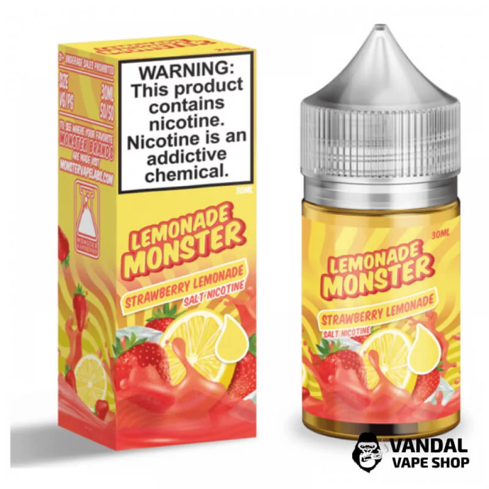 Премиальная солевая жидкость Lemonade Monster Salt 30 мл 48 мг со вкусом клубничного лимонада Премиальная солевая жидкость Lemonade Monster Salt 30 мл 48 мг со вкусом клубничного лимонада