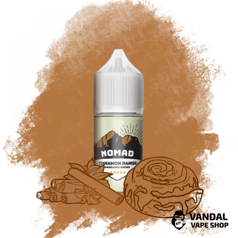 Жидкость NOMAD Salt 30 мл 50 мг на солевом никотине со вкусом булочки с корицей Жидкость NOMAD Salt 30 мл 50 мг на солевом никотине со вкусом булочки с корицей