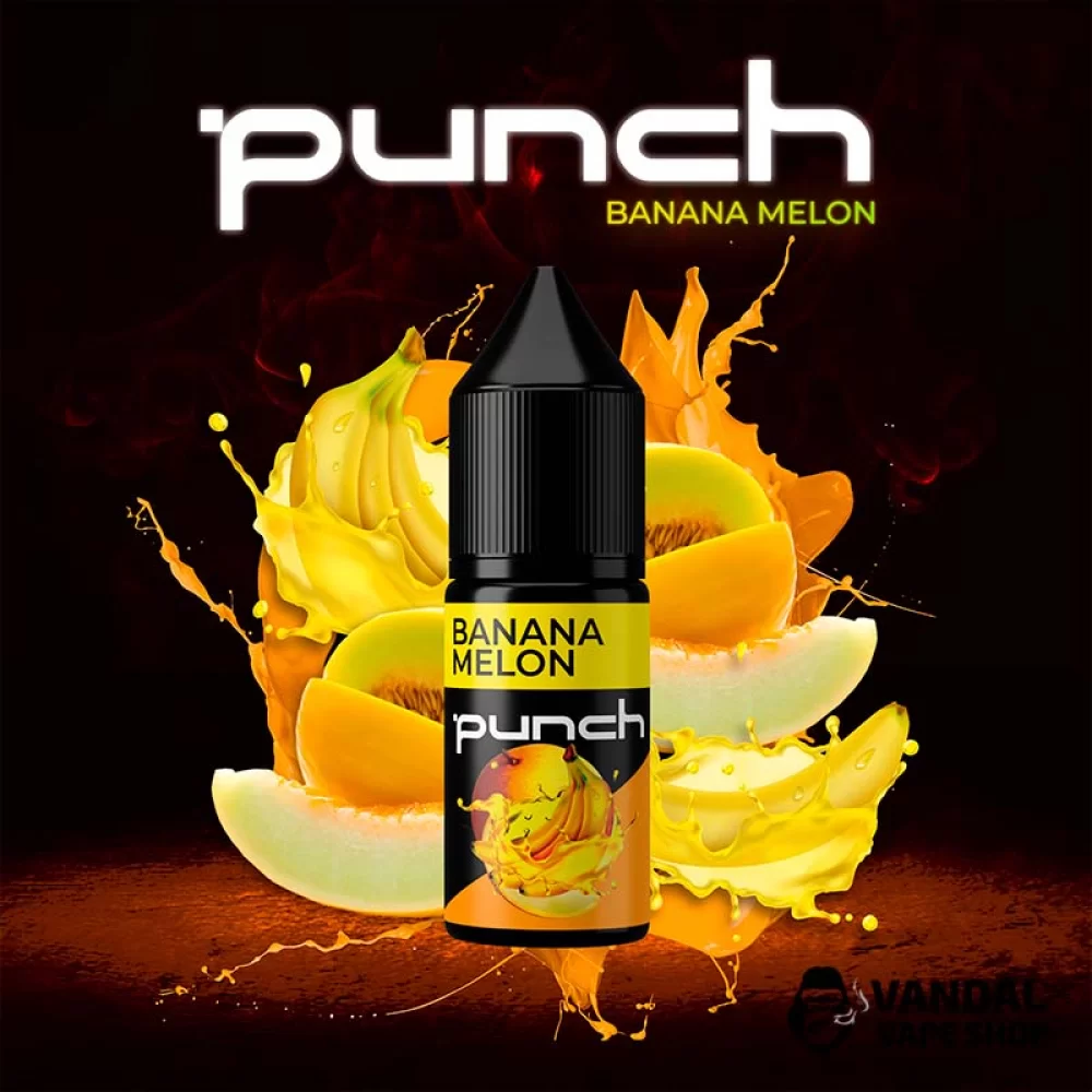 Жидкость Punch 15 мл, 50 мг на солевом никотине со вкусом банана и дыни Жидкость Punch 15 мл, 50 мг на солевом никотине со вкусом банана и дыни