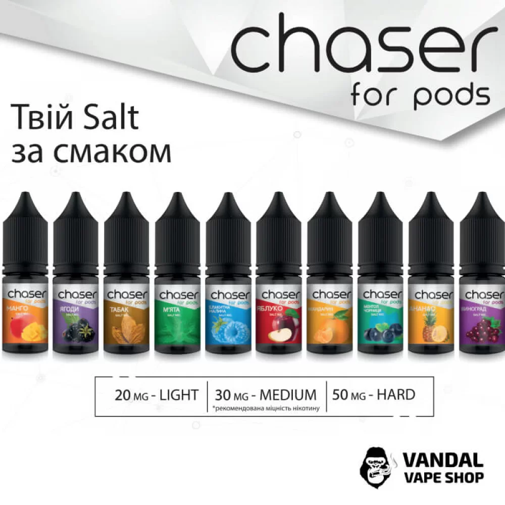 РІДИНА Chaser 10 мл НА СОЛЬОВОМУ НІКОТИНІ РІДИНА Chaser 10 мл НА СОЛЬОВОМУ НІКОТИНІ